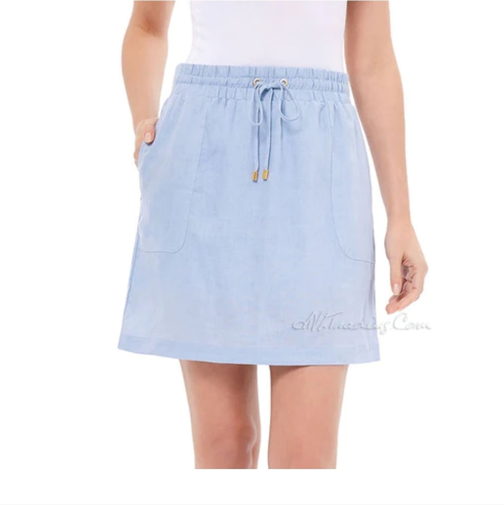 Ellen Tracy Company Gray Linen Golf Skort Skirt Size M